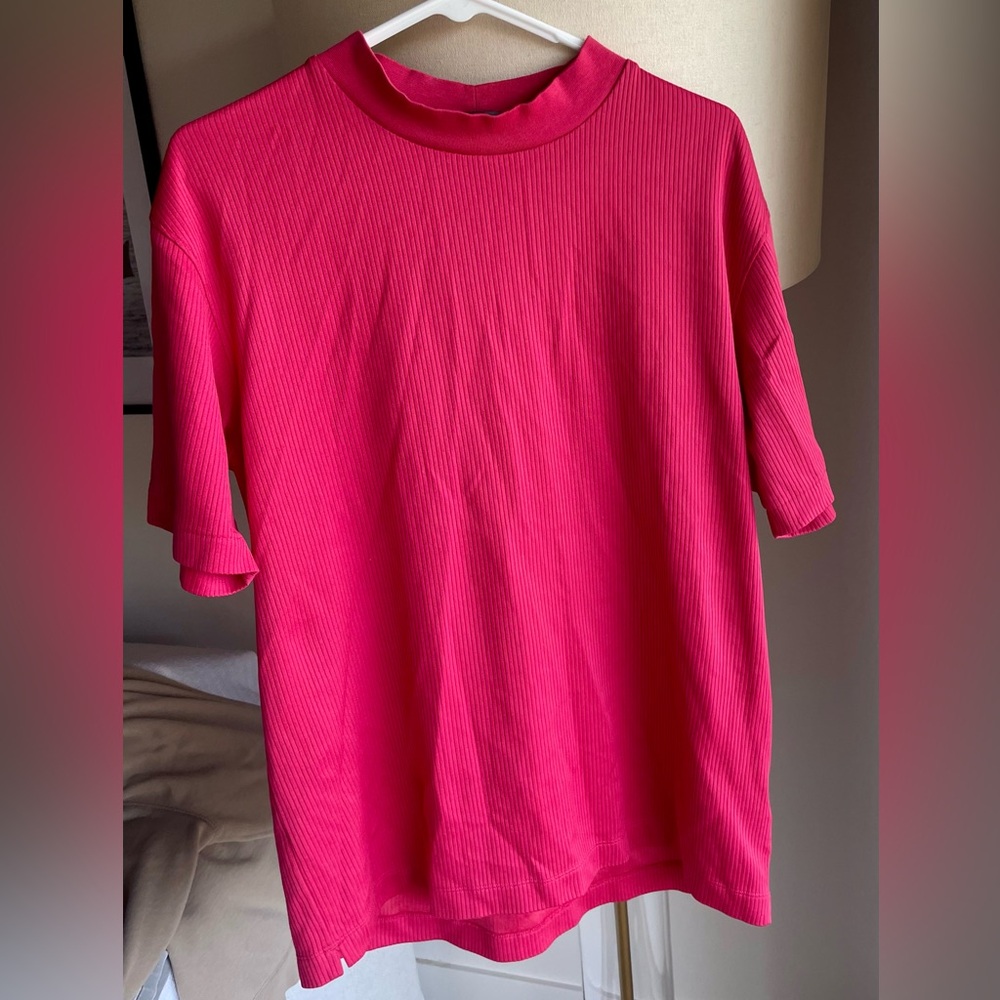 Vintage Y2K Nike Tiger Woods Dri Fit Golf Shirt Red Mock Neck Size M Ribbed - Picture 1 of 8
